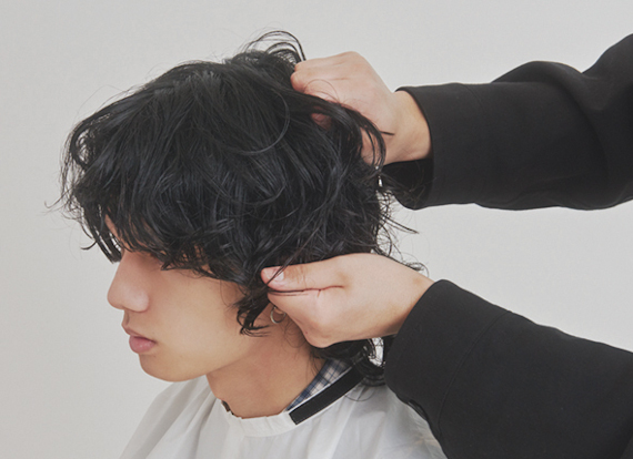 ウェーブヘアスタイリング手順1