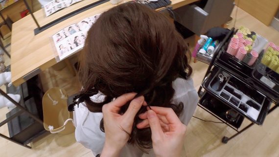 手グシで仕上げ