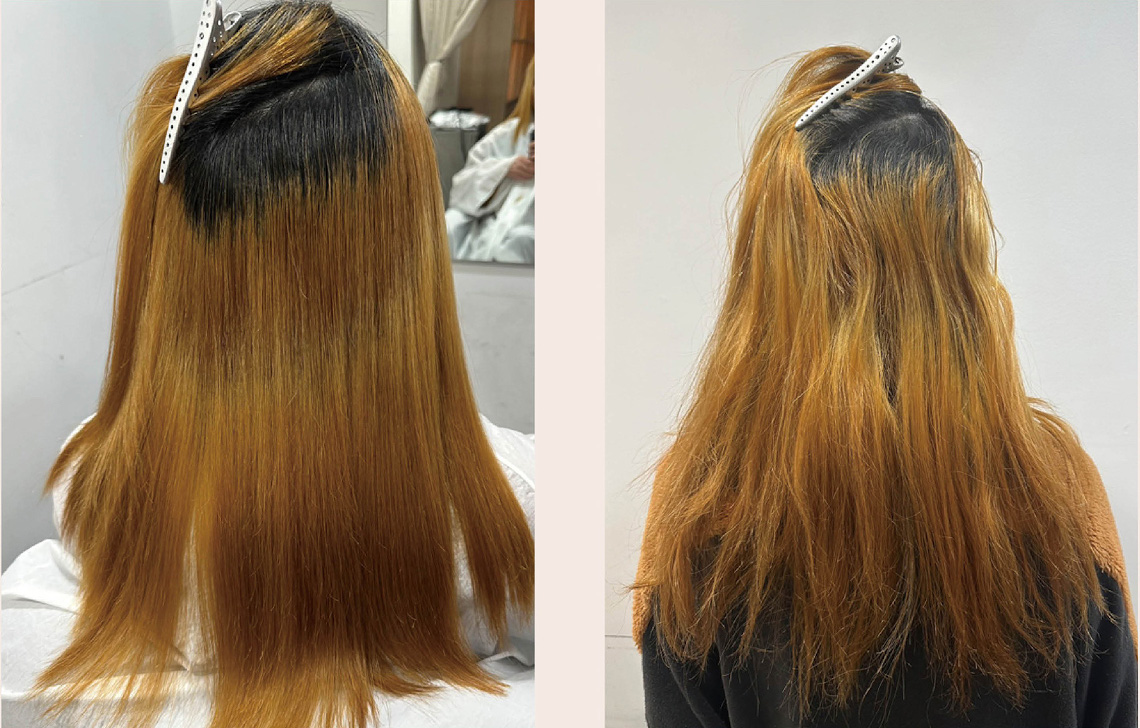 高pHなのに過膨潤、過軟化しにくい!新感覚アルカリストレートパーマ剤『アンリミット ストレートEXハード』の秘密に迫る/ボヤージュコスメティックス 14 CASE_4 【髪質】捻転毛、ブリーチ履歴があるエイジング毛