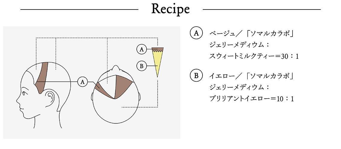 ベージュとイエローの組み合わせが今っぽい淡い色合いがおしゃれなグラデーションカラー