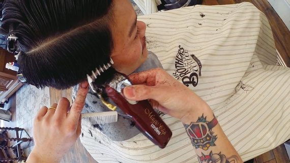 粗歯でなじませる工程